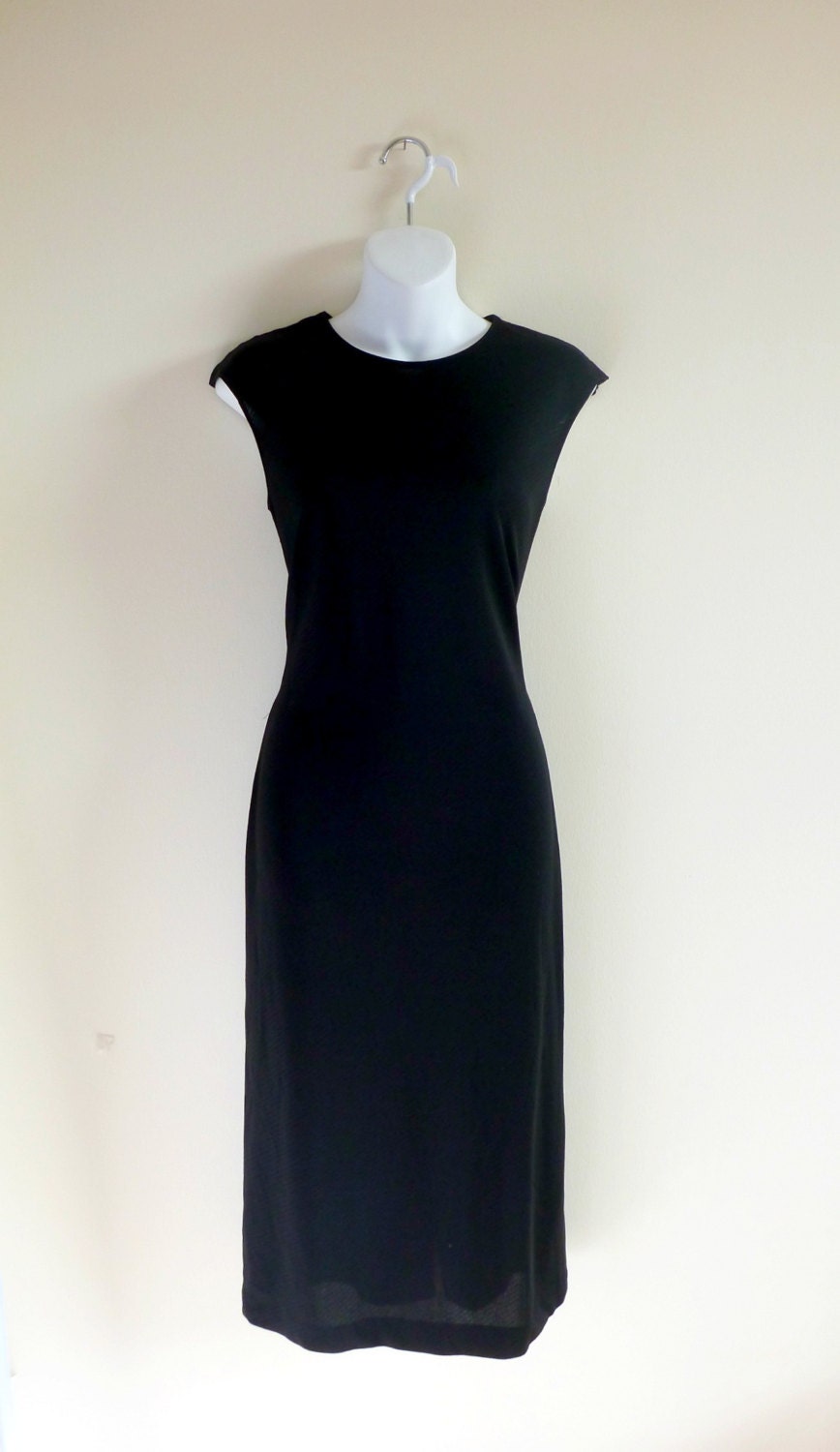 90s Emmanuel Ungaro Little Black Dress- 6, LBD, Striped, Designer, Petite