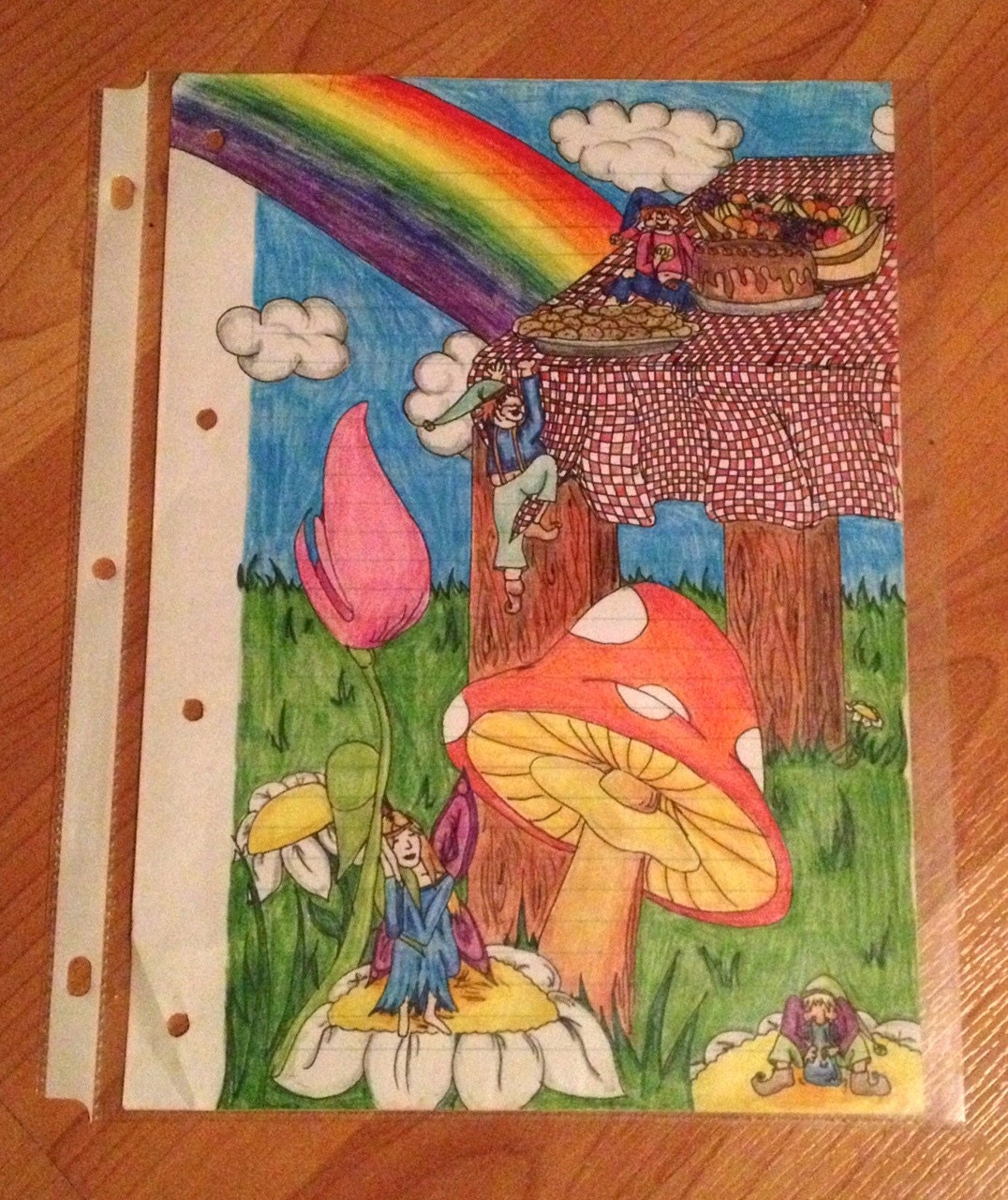 TRIPPY Drawing, Colored Pencils, MUSHROOMS, ELVES and Fairies