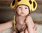 Instant Download PDF crochet pattern giraffe hat with earflap-  sizes 0-3 month only-etsy