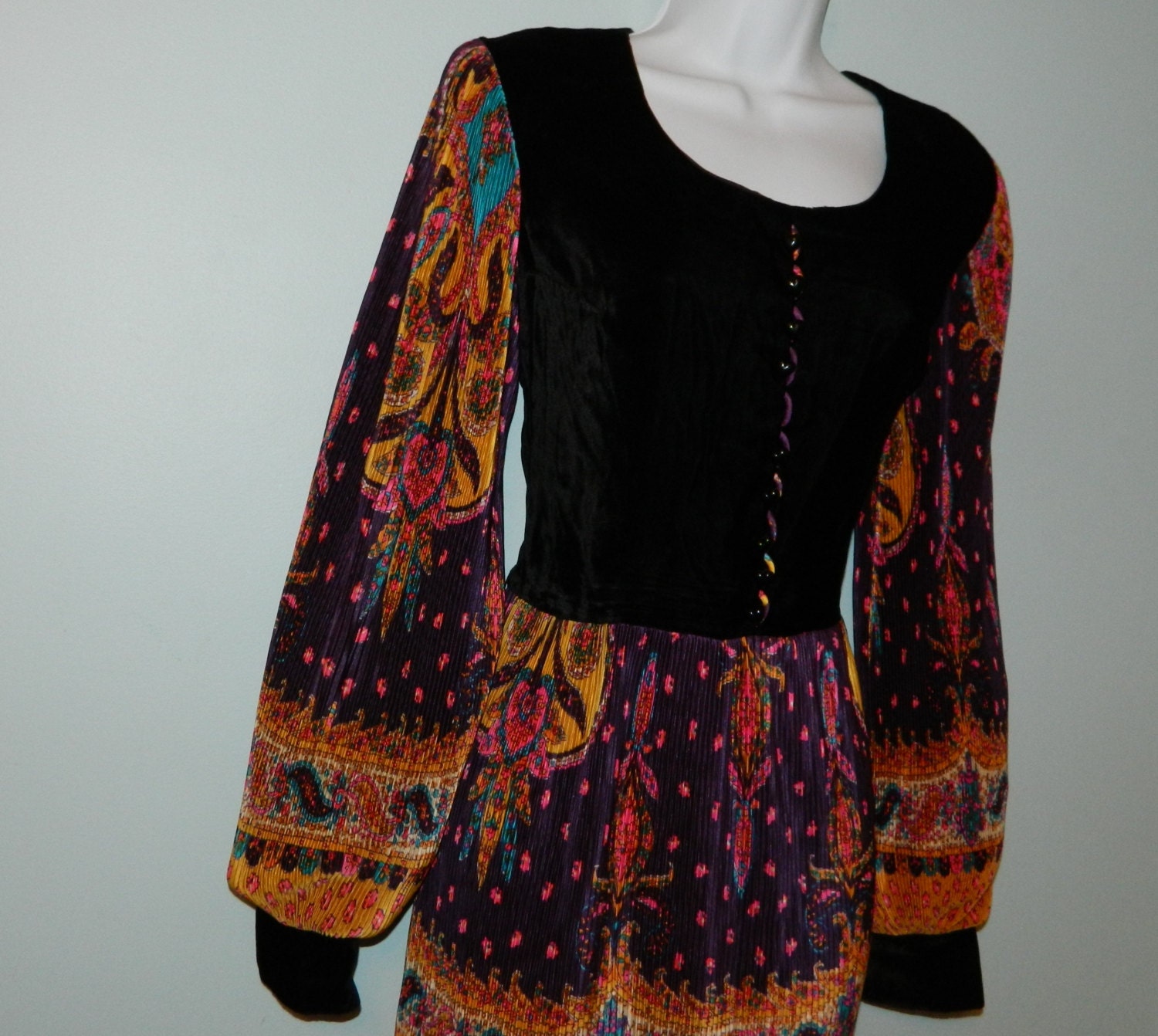 vintage MOD 60s hippie dress pucci style balloon sleeves