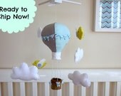 Up, Up, Up and Away - Boys Hot Air Balloon Baby Mobile with Birdy Friends - Custom Mobile