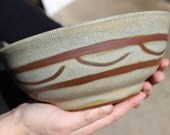 Stoneware Serving Bowl in Beige Shino and Bare Red Clay