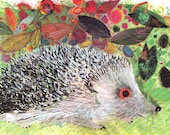 nursery decor Hedgehog colorful flowers vintage Brian Wildsmith illustration children's verse