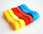 Basic Colors Ribbon  3/8 inch Pastel and bright Grosgrain Ribbon solid and Polka dots (18 yards) A622