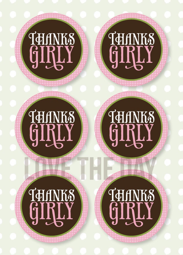 So Girly Baby Shower PRINTABLE Thanks Girly Favor Tags (INSTANT DOWNLOAD) by Love The Day Il_570xn