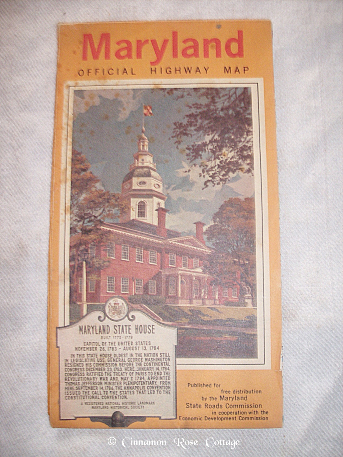 Vintage 1960's Maryland State Highway Map Governor Spiro Agnew - Retro - Graphics - Automobile - Mixed Media - Altered Arts