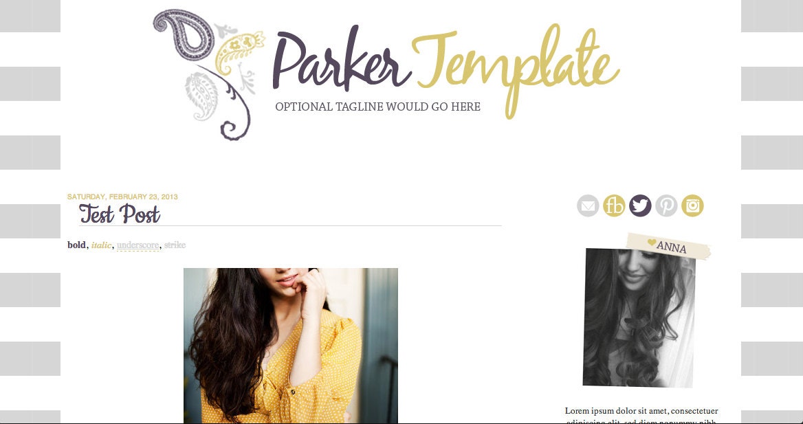 Parker Template   //   Premade Blogger Template