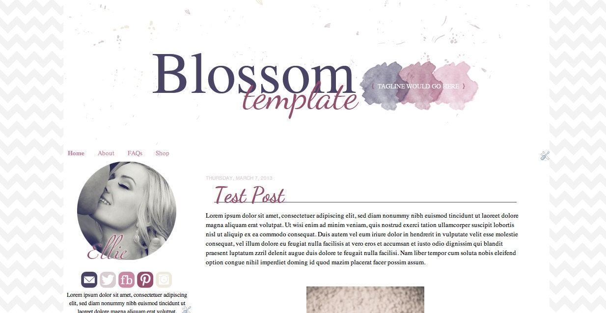 Blossom Blogger Template   //   Premade Blogger Template INSTANT DOWNLOAD