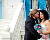Teal, Red and Black Rock and Roll Inspired Handmade Paper Flower Wedding Bouquet - Customize your Style and Colors - Made To Order