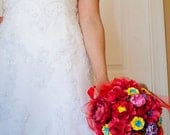 Mexican Folklore Inspired Handmade Paper Flower Wedding Bouquet - Customize your Style and Colors - Made To Order