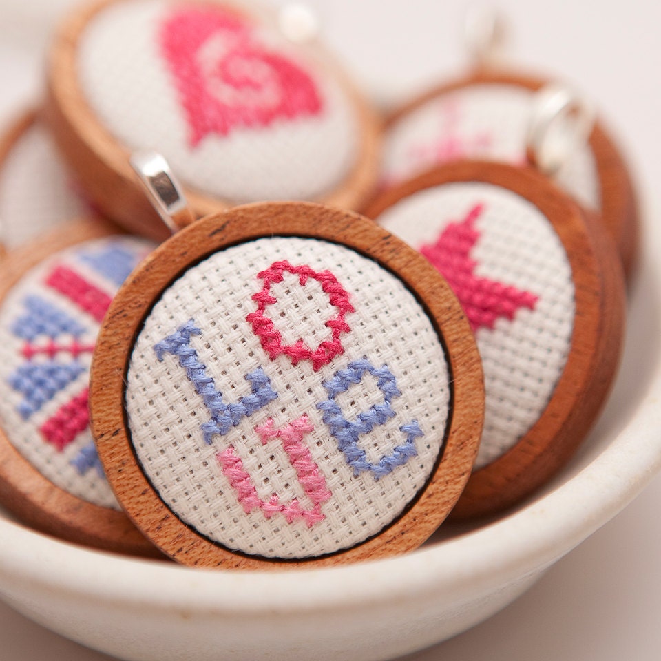 Cross Stitch Love Pendant
