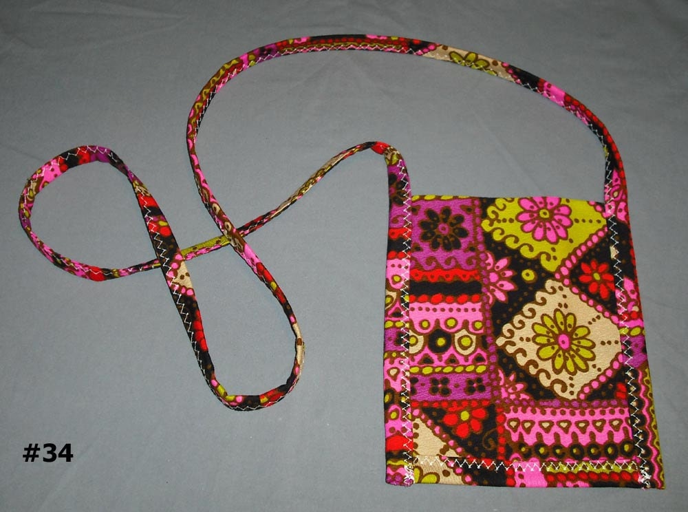 Pocket Purse Small Bag Long Strap Phone Wallet Clutch Tote Mini Fabric Rainbow Floral Flowers Purple Pink Multi Color - Ready to Ship