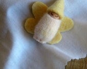 Butterfly Gnome Baby, Waldorf Necklace, Ornament, Spring, Summer, Waldorf Baby, Wearable Doll, pastel, peach, yellow