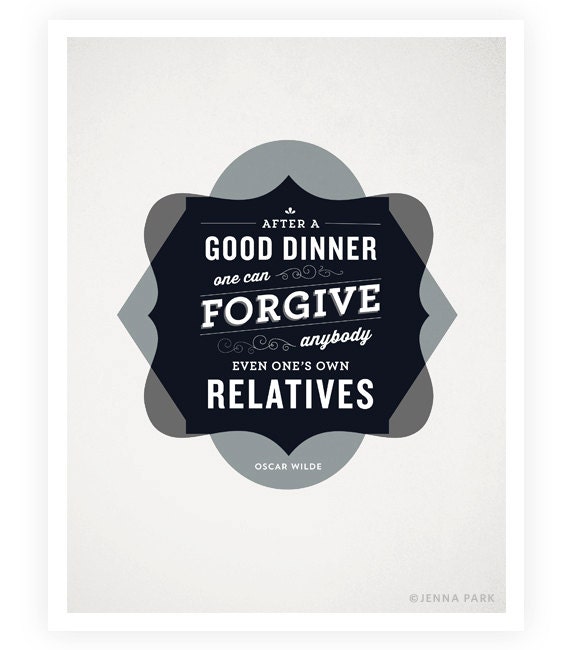 Art Print - Oscar Wilde Quote - Food Quotes - Kitchen Art - Typographic Print - Illustration - 8.5x11