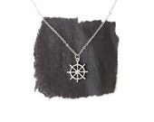 Sailor wheel rhodium plated necklace 18 inch