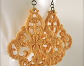 Pale Orange Filigree Earrings Orange Earrings Pastel Earrings Large Orange Earrings Dangle Earrings Pastel Filigree Earrings
