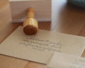 Custom Calligraphy Stamp Return Address Wood Handle Rubber Stamp Scripted Font with Heart Calligraphy Style