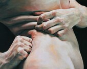 Droitural IV - original collaborative oil painting diptych by Cara and Louie