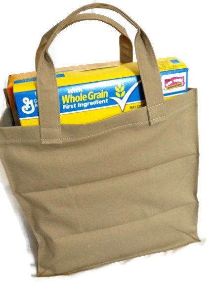 Reusable Grocery bag Brown fabric gender neutral