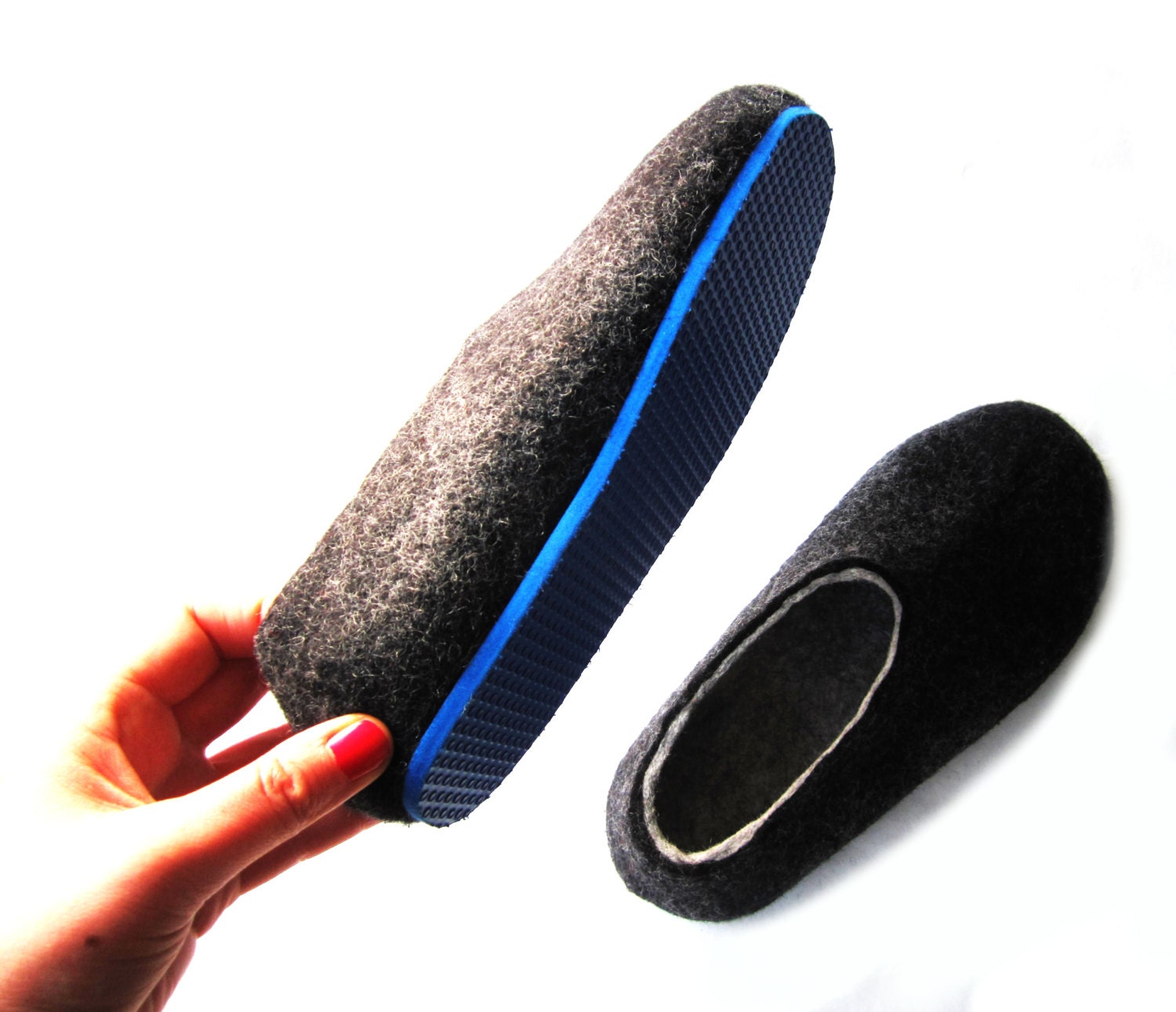 Royal Blue SOLE for Felted Slippers and Boots from my shop. Outdoor Indoor Non Slip Flexible Waterproof. Unisex, Womens and Mens