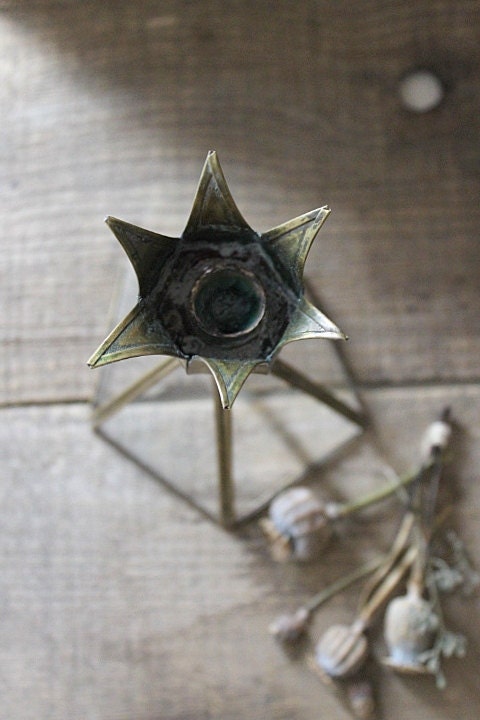 v i n t a g e brass and glass candle stick