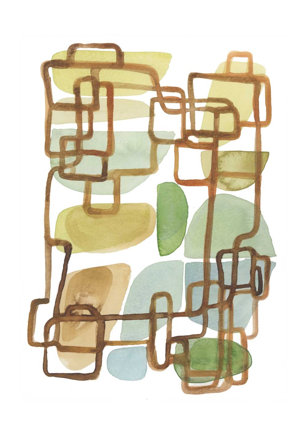 Abstract painting  watercolor painting  Lines II  artwork on paper brown lines abstract painting ombre