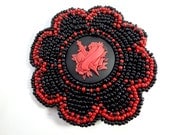 Tattoo Red Heart Black Beaded Hair Clip - Gothic Hair Accessory - MegansBeadedDesigns