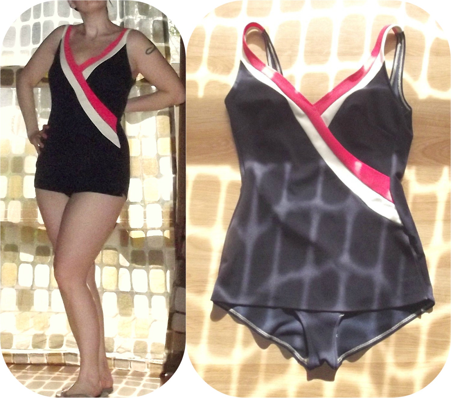 Vintage 60s Retro Skirted 1 Pc. Swimsuit Plus Size Pin-Up Rockabilly L/Xl/1X Full Cut
