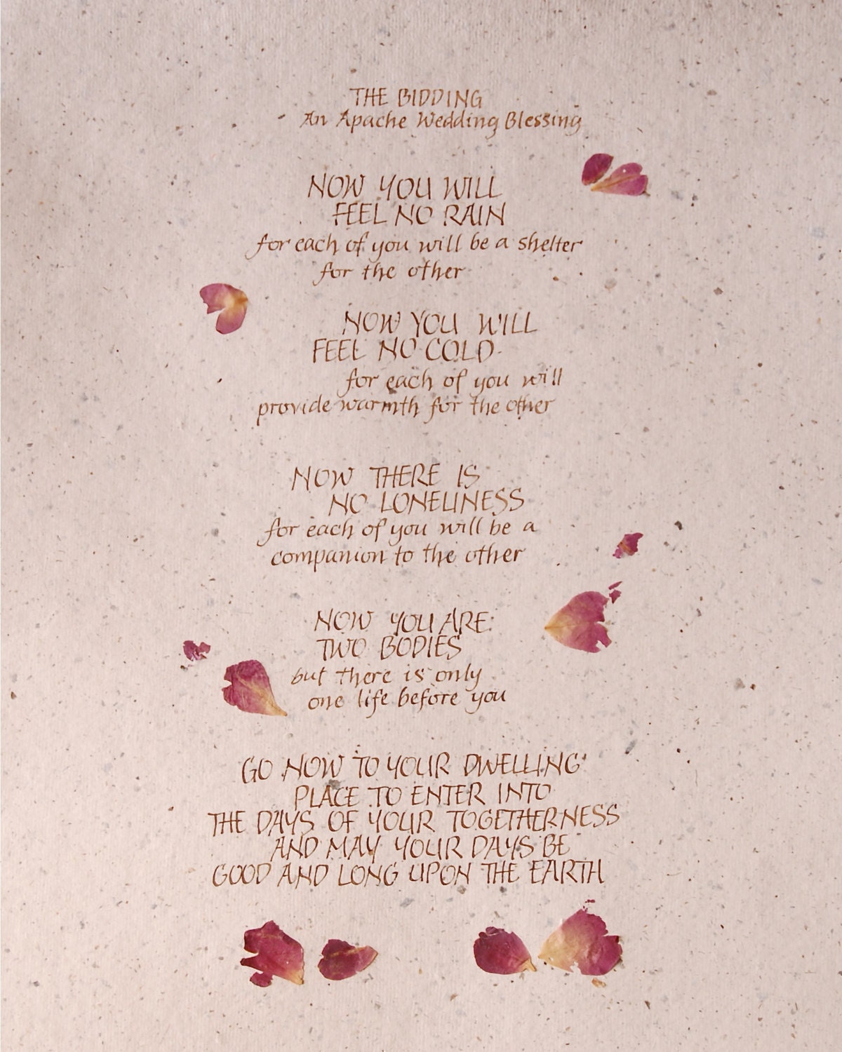 Apache Blessing, PRINT 8x10, calligraphy, personalized wedding gift, love, brown, Wedding Blessing, hand fasting