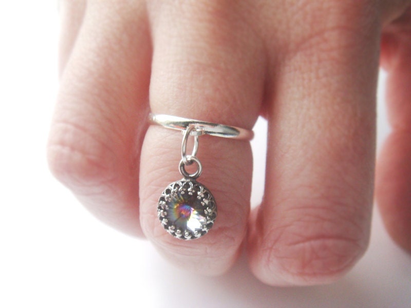 Vintage Swarovski Crystal Charm Ring