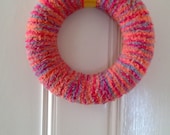 Multicoloured Spring Wreath - Chunky Soft Wool Home Decor Handmade Home