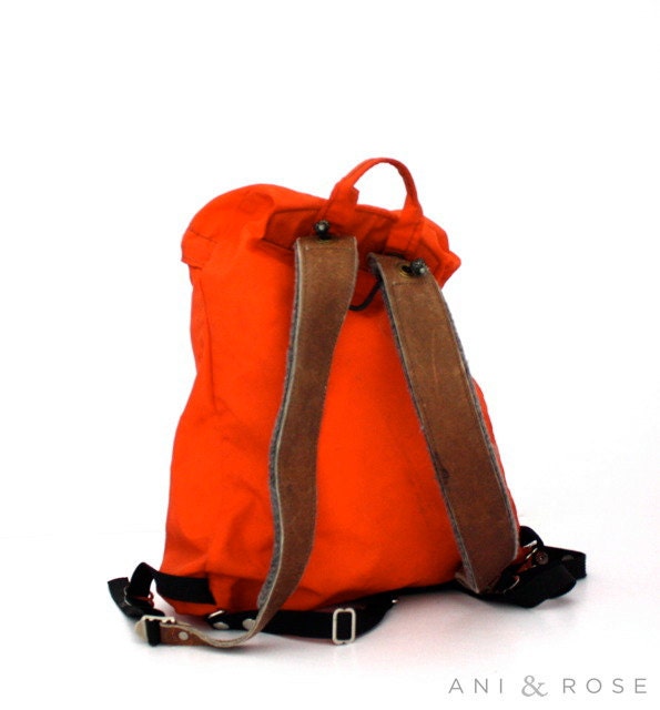 Vintage Bright ORANGE Hiking Backpack