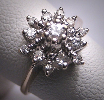 Antique Diamond Wedding Ring Vintage Art Deco W. Gold