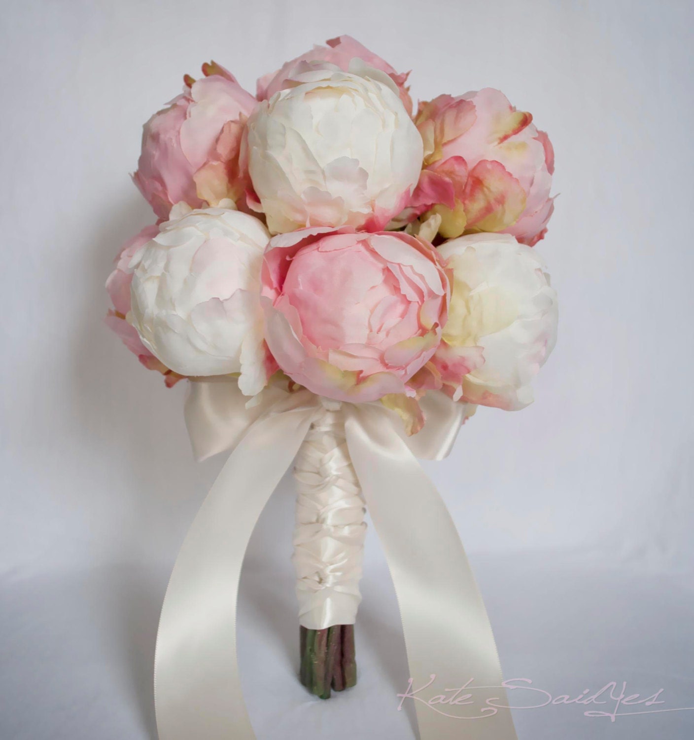 Ivory and Blush Pink Peony Bud Wedding Bouquet - Peony Wedding Bouquet