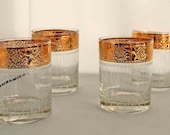 Set of Four Gold Trim High Ball Glasses