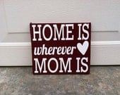 Home Is Wherever Mom Is 12x12 Wood Sign