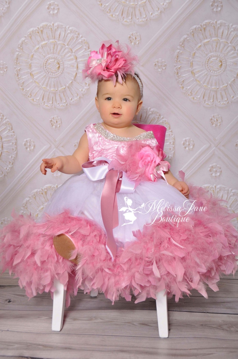 Dusty Rose Jewelled Flower Girl Dress