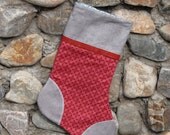 Embroidered Christmas Stockings from the Red & Aqua Collection by Yards and Yards
