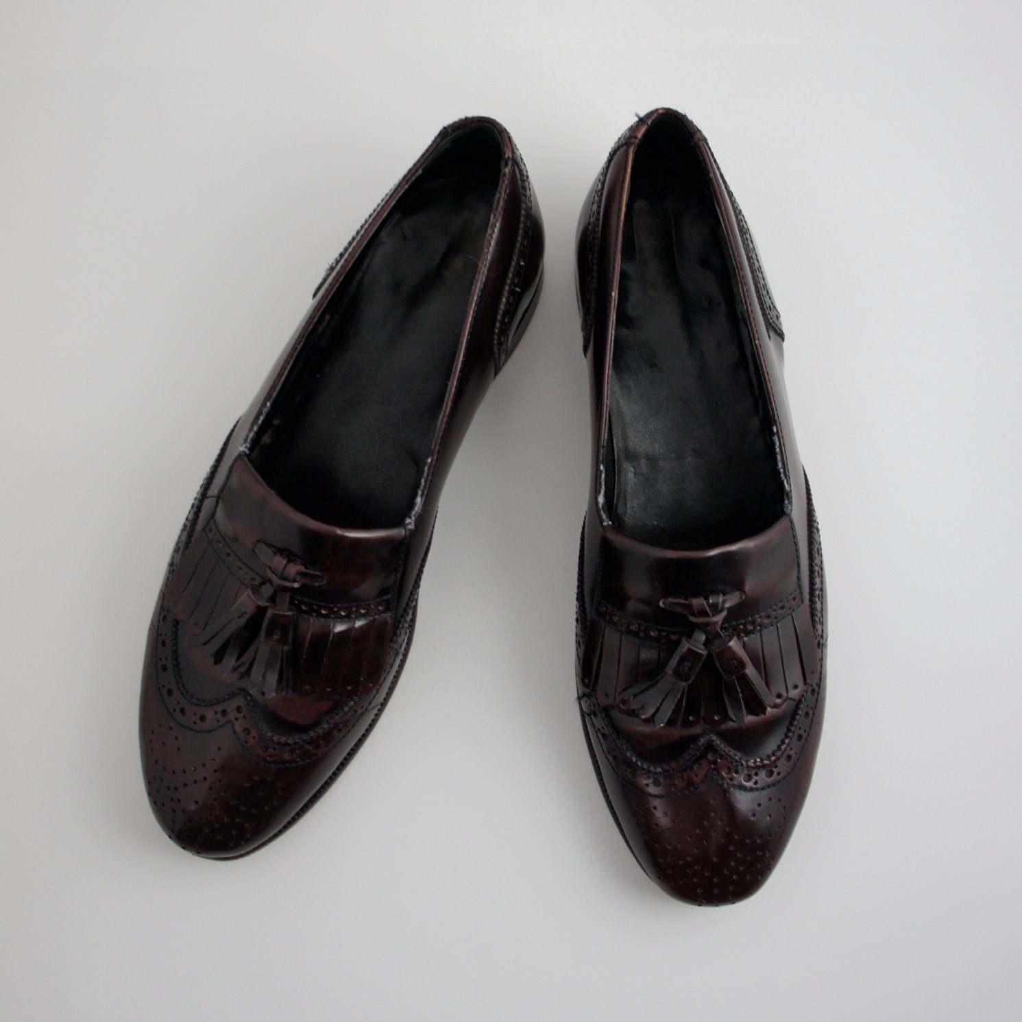 Vintage Florsheim Wingtip Leather Oxford Loafers - US Mens Size 8