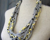 Grey & Yellow Cotton Jersey and Black Pony Bead Necklace
