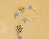 Aquamarine Drops Dangle Earrings - Bridal Genuine silver and Aqua Stone Dangles Elegant Dangling Drop Victorian avant garde