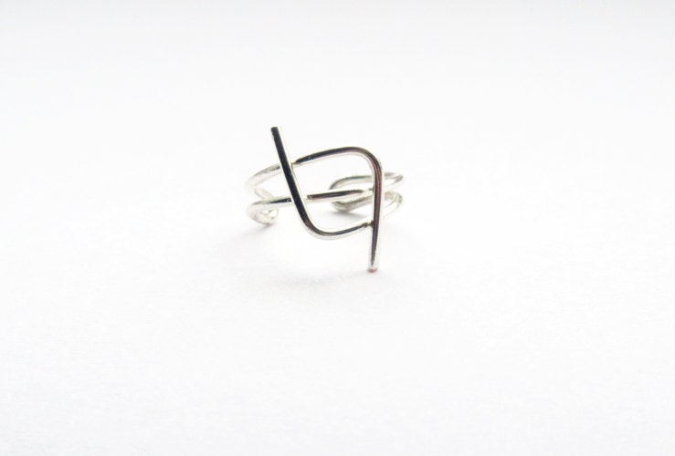Ear Cuff Silver Minimalistic Ear Cuff Modern Geometric Ear Cuff Wire Wrapped