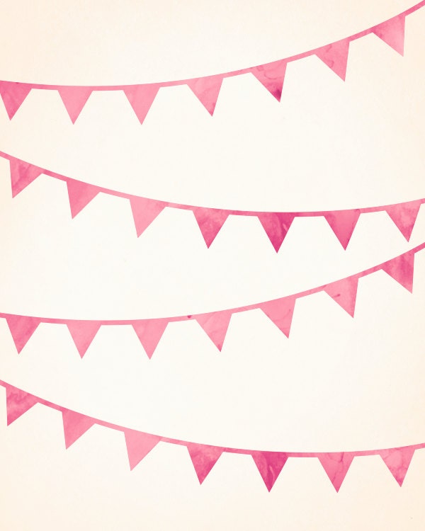 Pink Nursery Decor, Bunting Pink Nursery Print for Baby Girl Nursery - 8x10 Art Print, Baby Girl Decor, Kids Wall Art