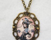 Malice in Wonderland Pendant - Gothic Alice Steampunk Antique Necklace - Dark Fairy Tale Gifts