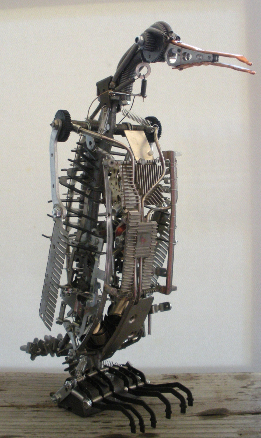 Penguin Upcycled art Sculpture Assemblage Mixed Media