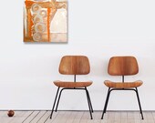 Abstract Acrylic Painting Original Fine Art 18"x18" by Linnea Heide - orange - contemporary - metallic gold copper - orange - beige