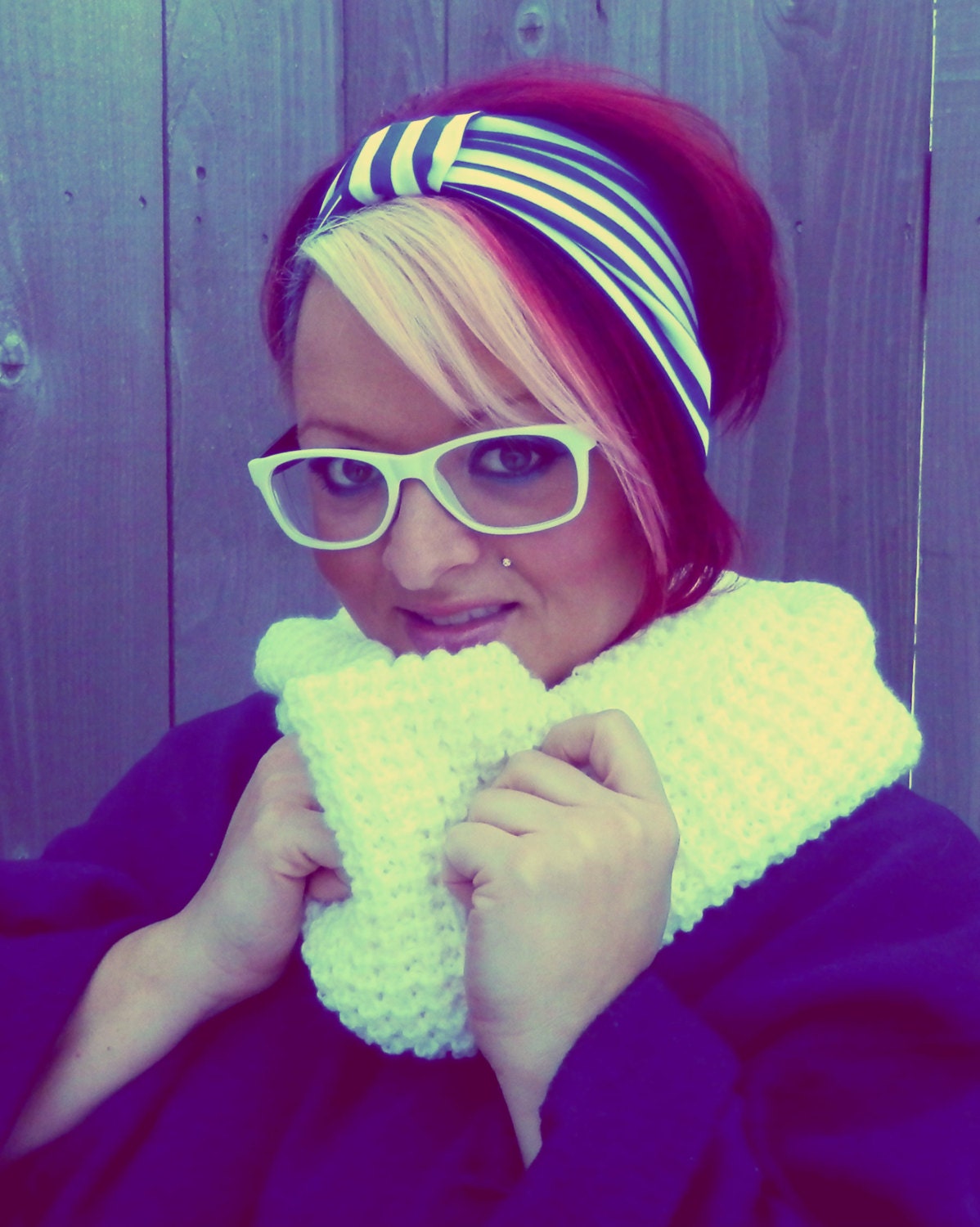 Anchors Away wrap headband white and navy blue headband