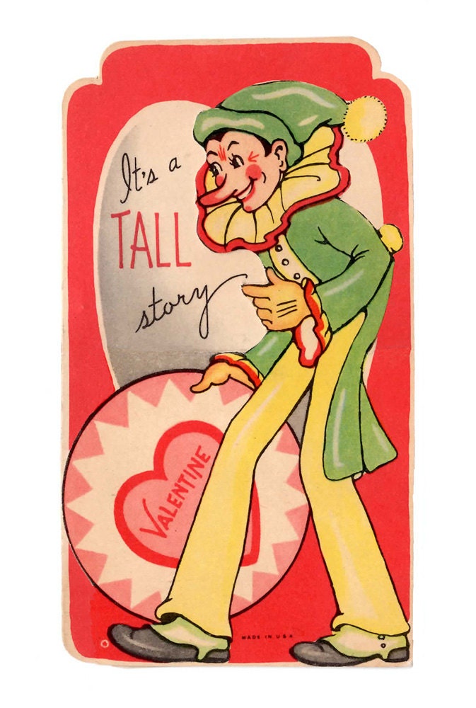 Vintage Reproduction Valentine Card: Stilt-Walker-Circus.
