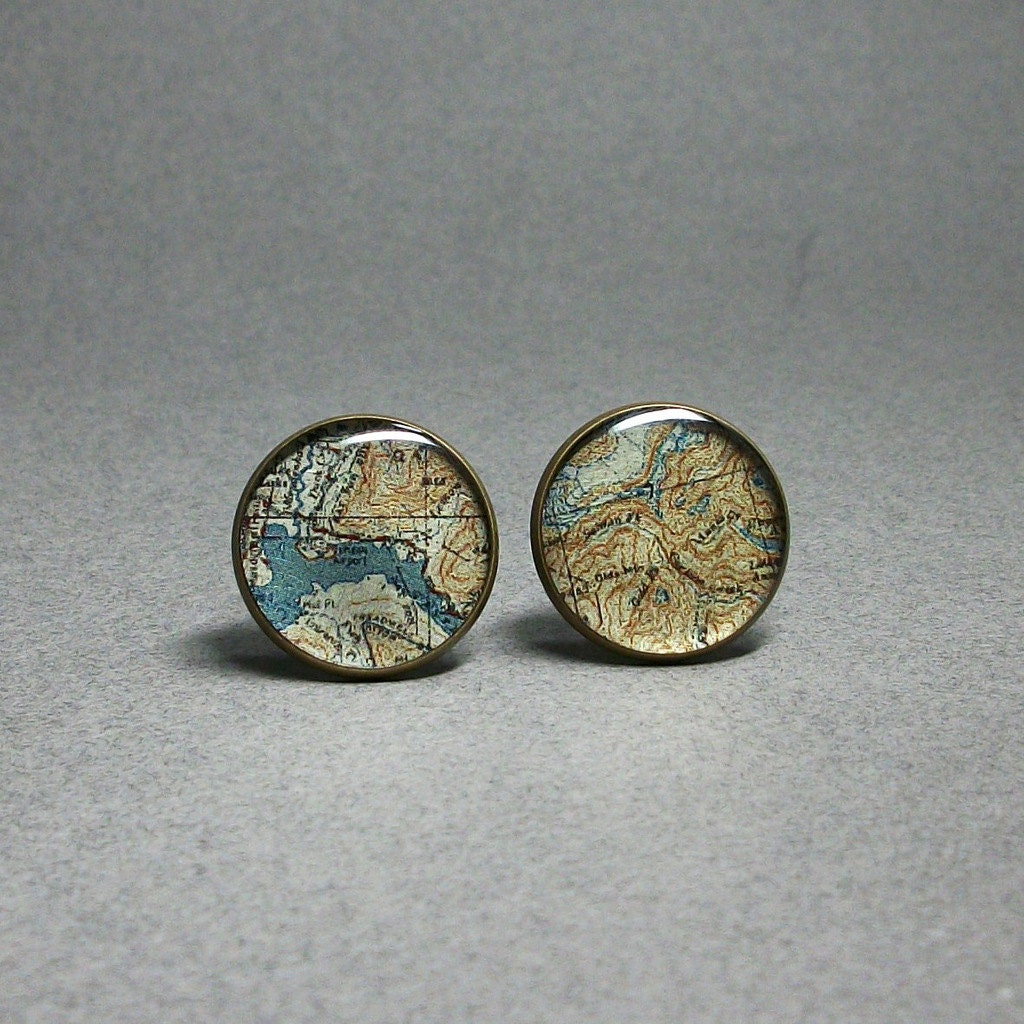 Alaska Juneau Cufflinks Vintage Cuff Links Resin