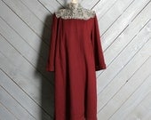 1940s Wine WOOL Swing COAT / Persian LAMB Fur Shoulders, l - xl